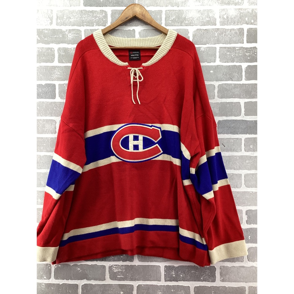 Tricolore Sports Montreal Canadiens Lace Up Knit Hockey Sweater Red XXXL